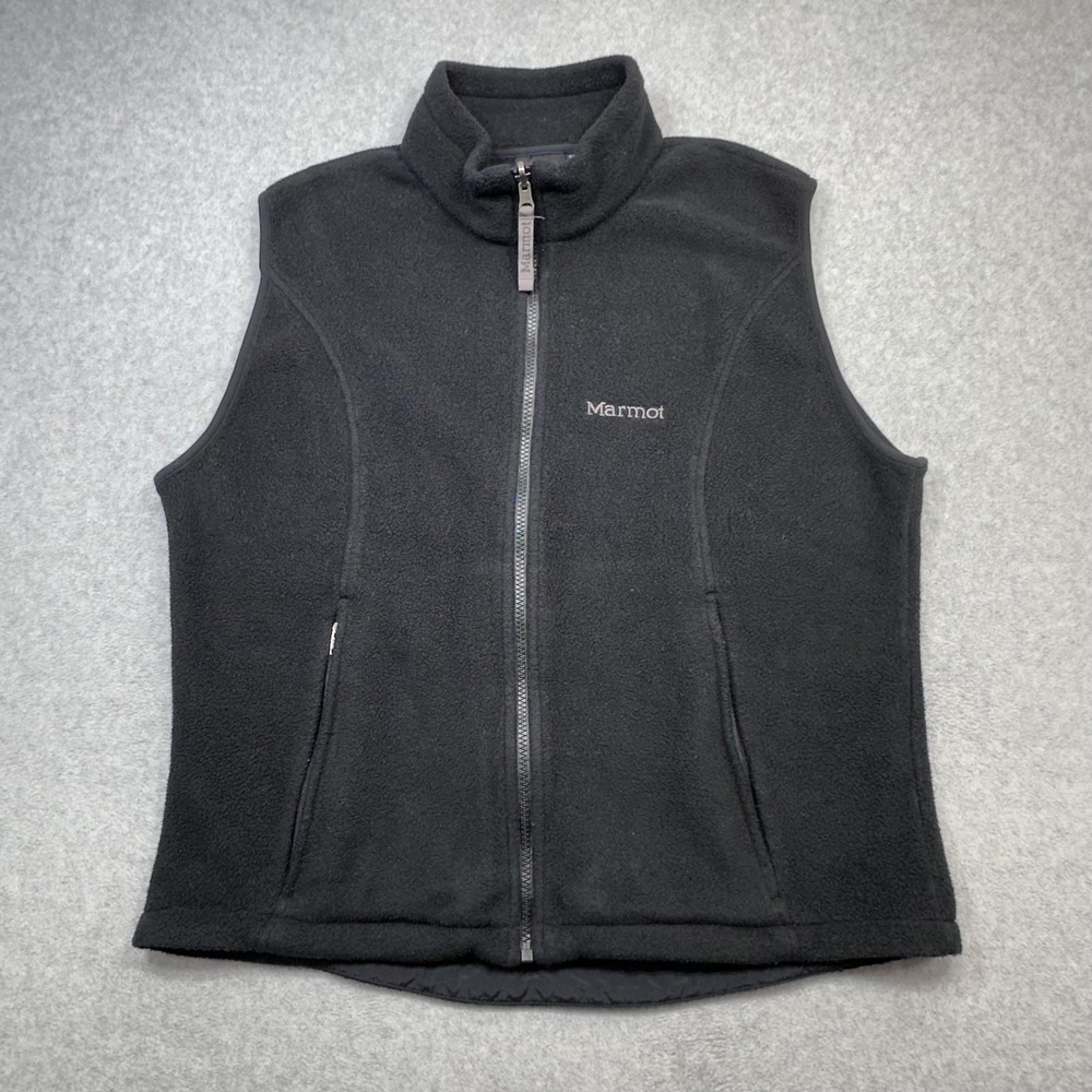 Marmot Vest Womens Large Black Polartec Fleece Full Zip Outdoor Canada Warm